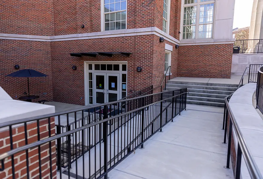 Ramp and stairs leading down to the CSL entrance